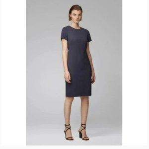 Hugo Boss Dijersa Structured Herringbone Jersey Sheath Dress in Navy, 4
